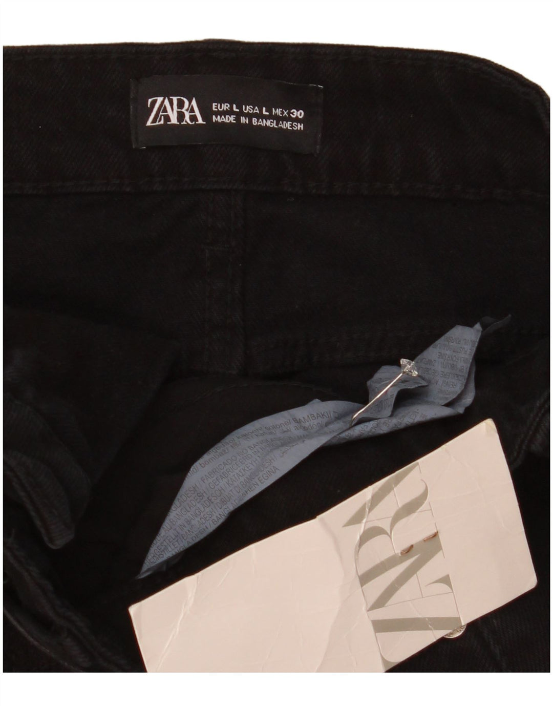 Fusta de blugi pentru femei Zara, mare W30, bumbac negru