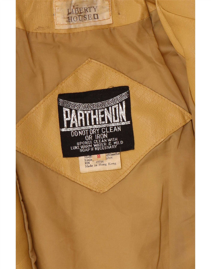 Jachetă de piele vintage pentru femei UK 8 Small Yellow