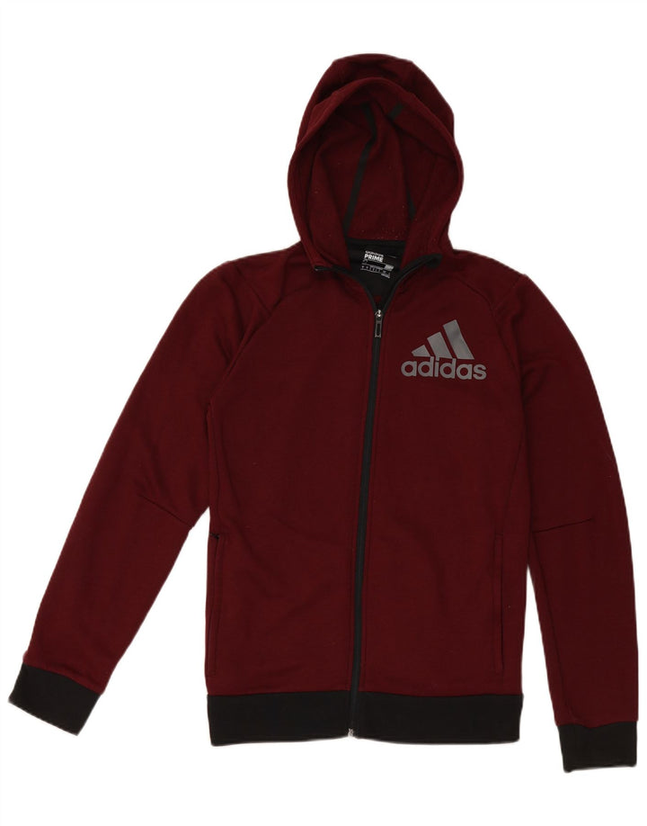 Pulover pentru bărbați Adidas Graphic, cu fermoar, poliester mic de culoare burgundă