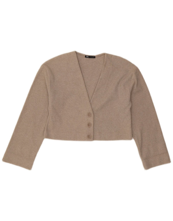 Top cardigan pentru femei Zara UK 10 mic, bej, poliester