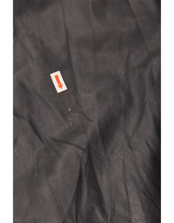 PER ME Jachetă de piele pentru femei UK 22 2XL Piele neagră