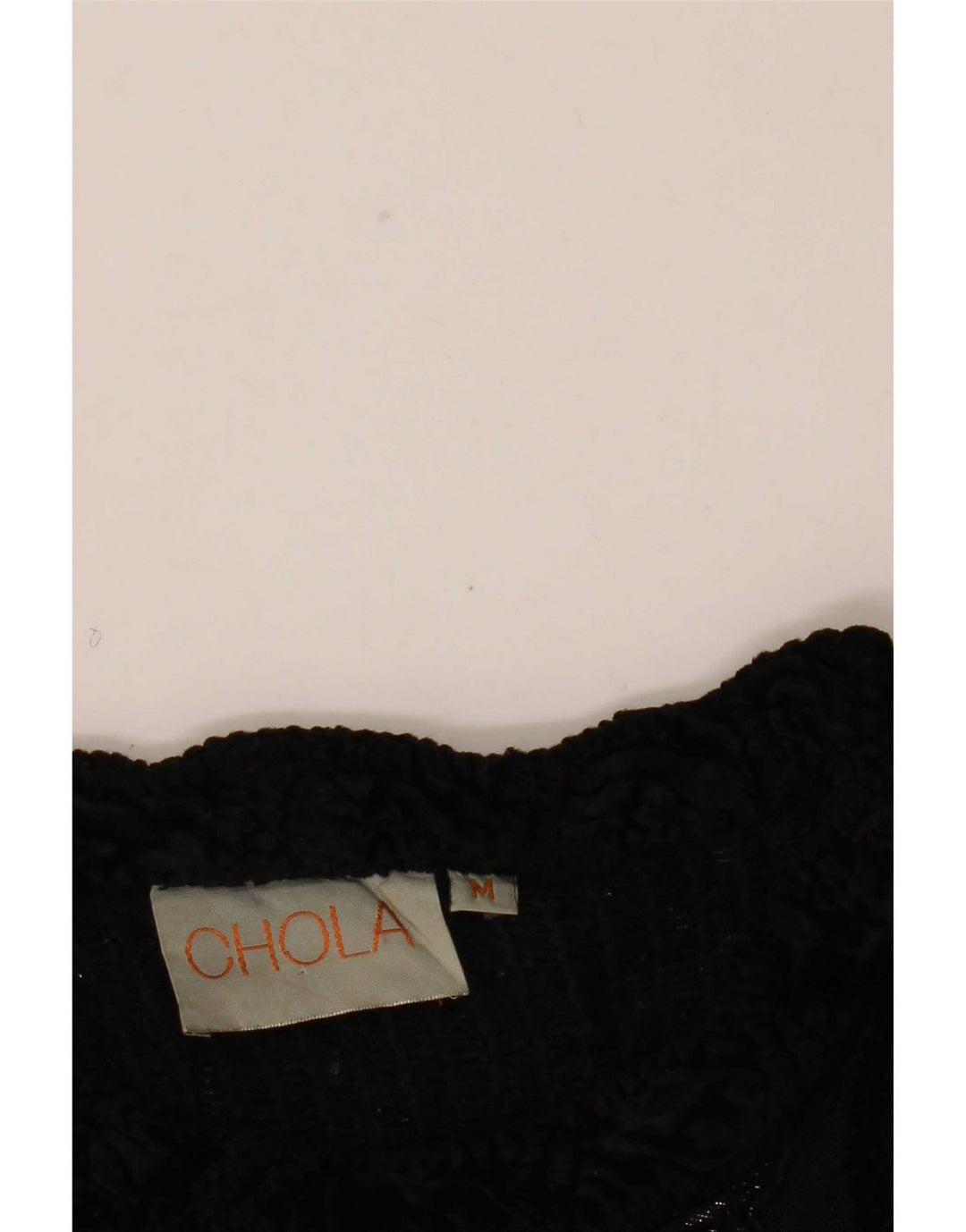 Crop Top Crochet Vintage pentru femei UK 14 Medium Black