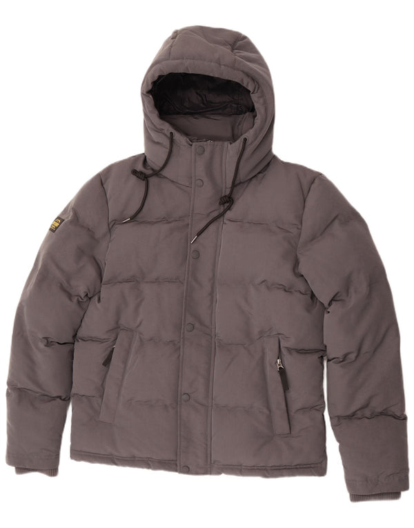 Jachetă căptușită cu glugă grafică Superdry pentru bărbați UK 36 Poliester mic gri