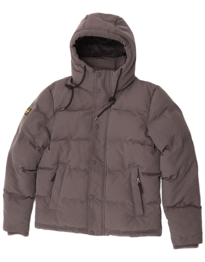 Jachetă căptușită cu glugă grafică Superdry pentru bărbați UK 36 Poliester mic gri