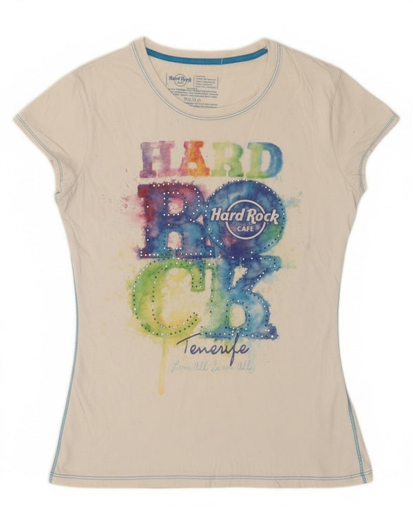 Tricou grafic Hard Rock Cafe Fete Tenerife Top 13-14 Ani Mediu Alb