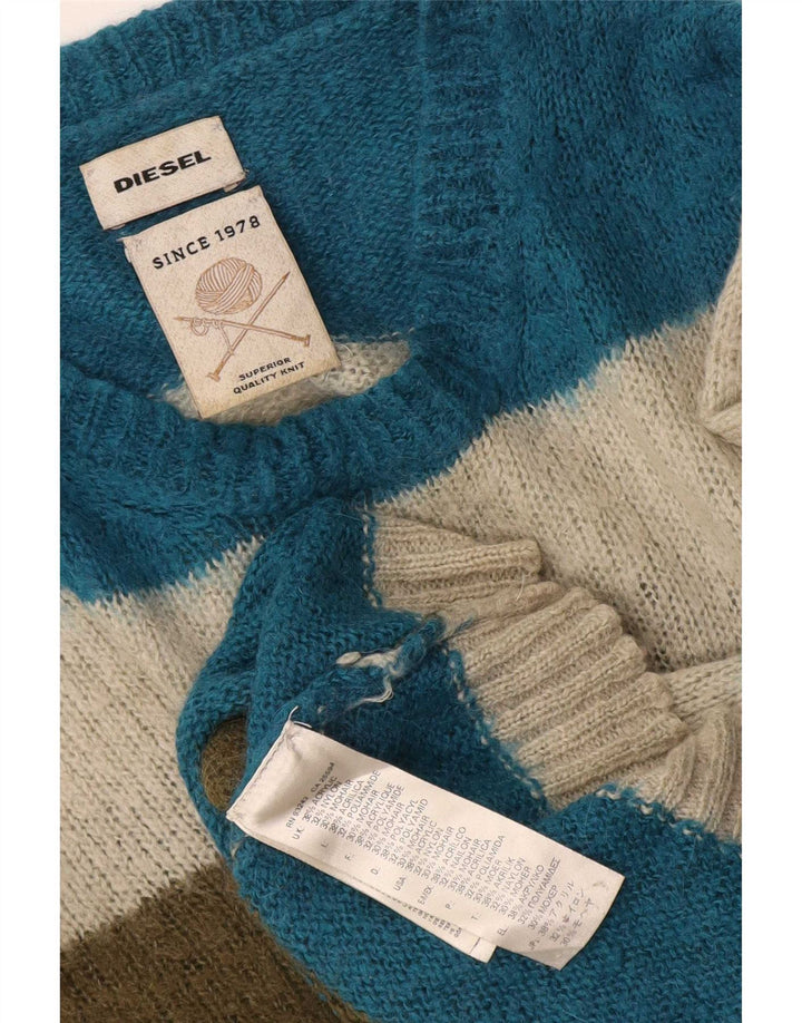 Pulover pentru bărbați Diesel cu gât de barcă, mic, multicolor, cu dungi acrilice