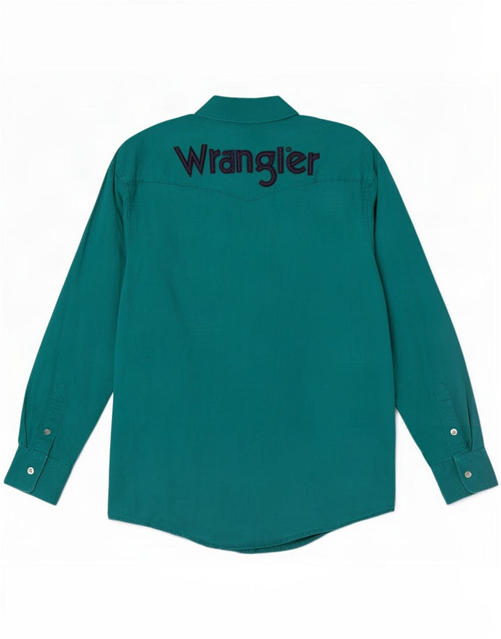 Cămașă Western Graphic Wrangler pentru bărbați, bumbac verde mare