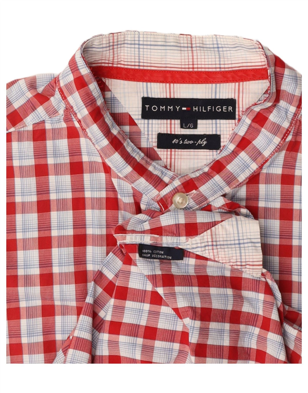 Cămașă cu mânecă scurtă TOMMY HILFIGER pentru bărbați, bumbac cu carouri roșii mari