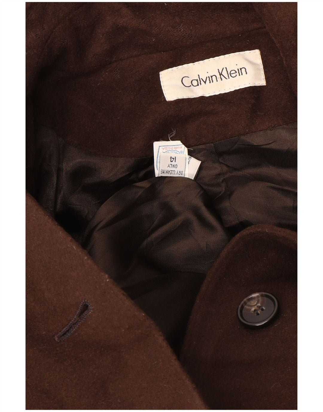 Palton supradimensionat pentru femei Calvin Klein US 14 XL Lână maro