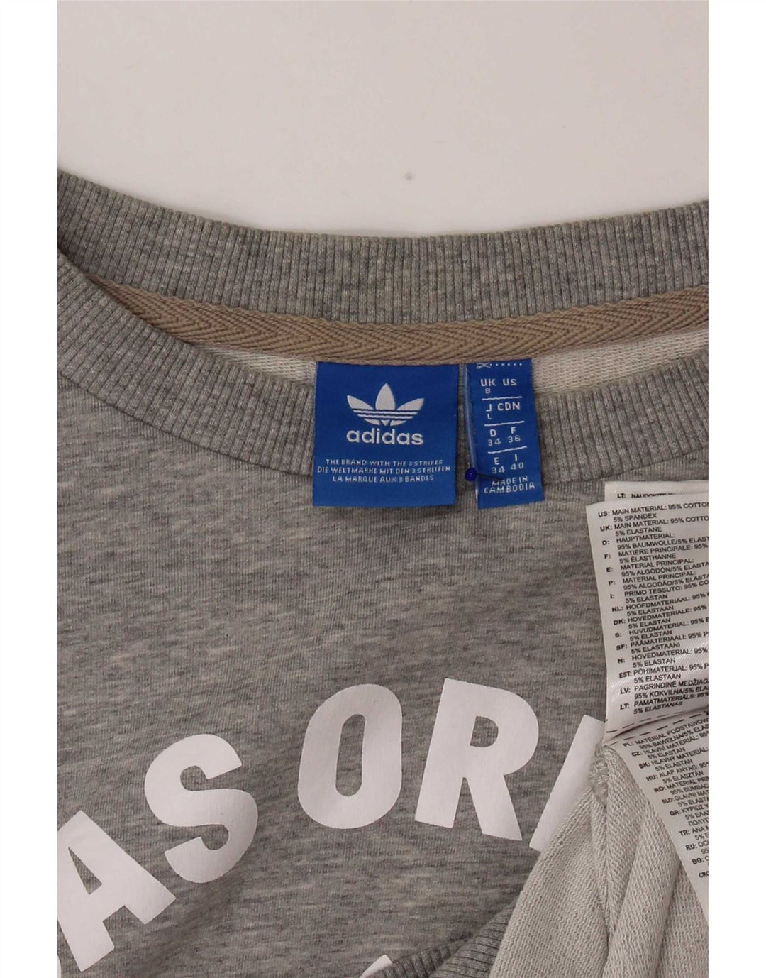 Adidas Womens Graphic Oversized Sweatshirt Jumper UK 8 Small Grey Cotton