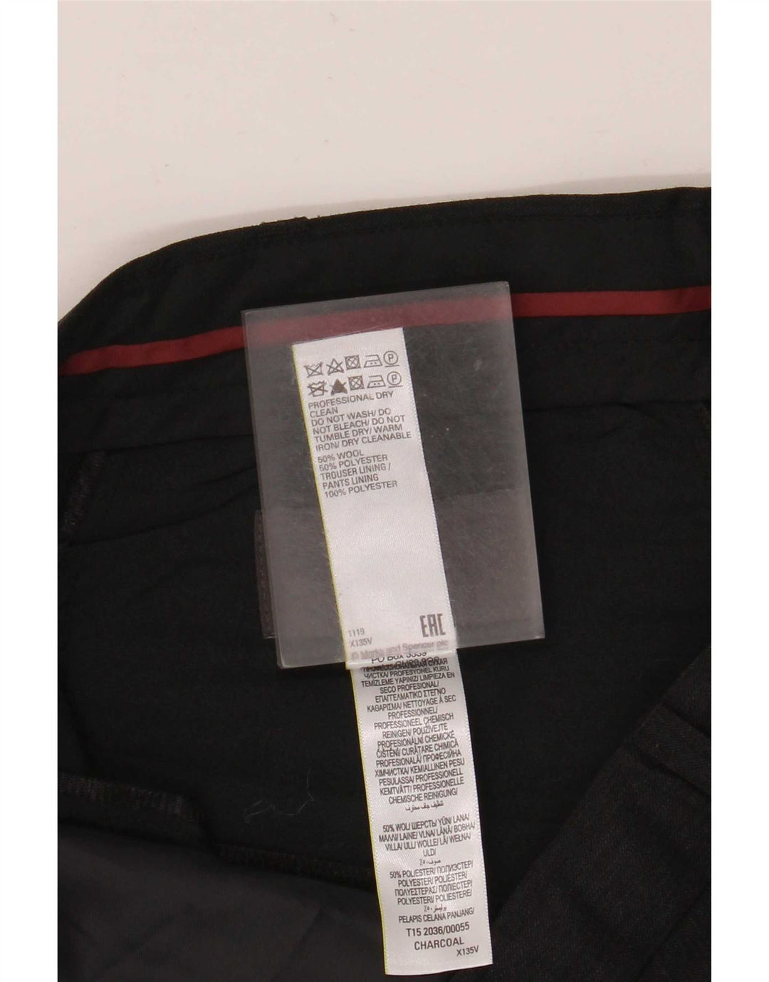 Pantaloni de costum pentru bărbați Marks & Spencer, cu tăiere obișnuită, L36 L31 Lână gri