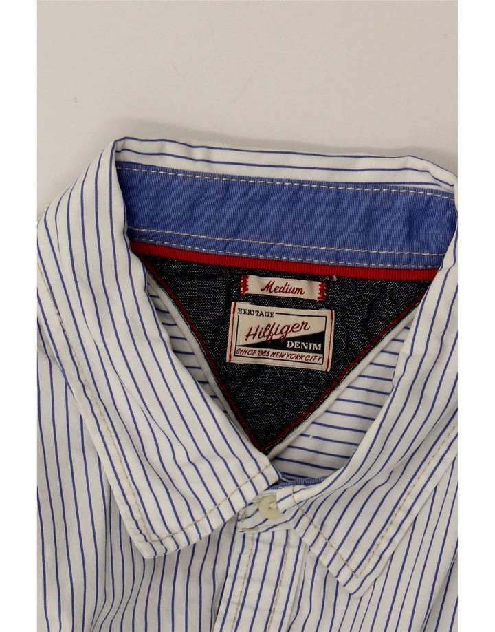 TOMMY HILFIGER Mens Shirt Medium Blue Striped Cotton Vintage Tommy Hilfiger and Second-Hand Tommy Hilfiger from Messina Hembry 