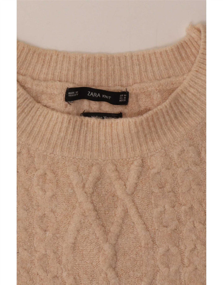 Pulover pentru damă Zara, cu paragate, cu gât crew, UK 14 Bej mediu