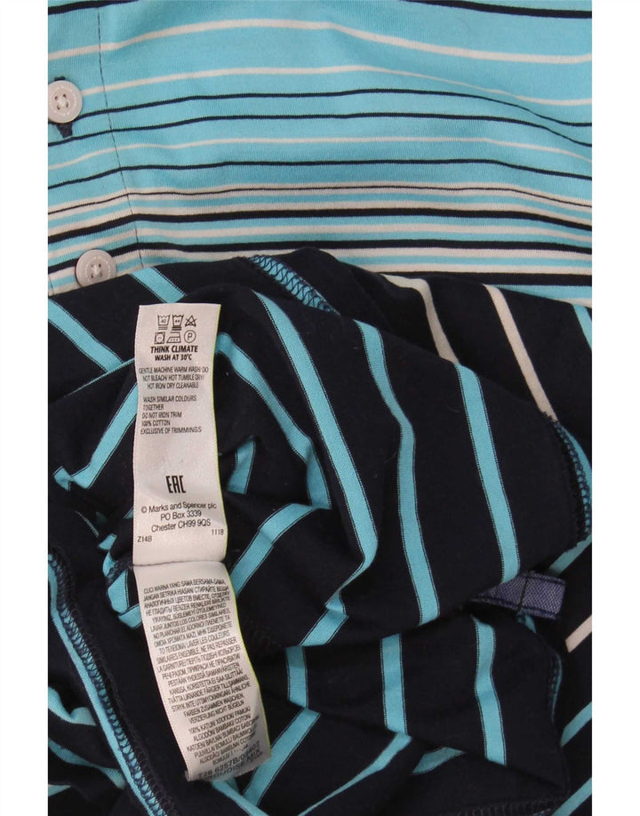 Tricou polo pentru bărbați Marks & Spencer XL, bumbac cu dungi albastre