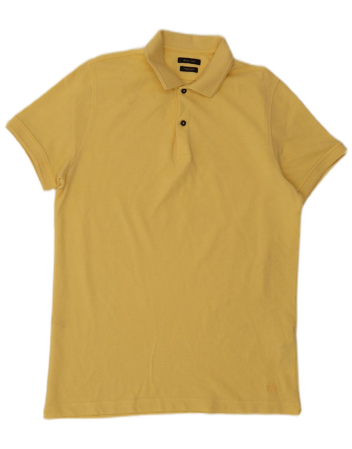 Tricou polo Massimo Dutti pentru bărbați din bumbac galben mediu