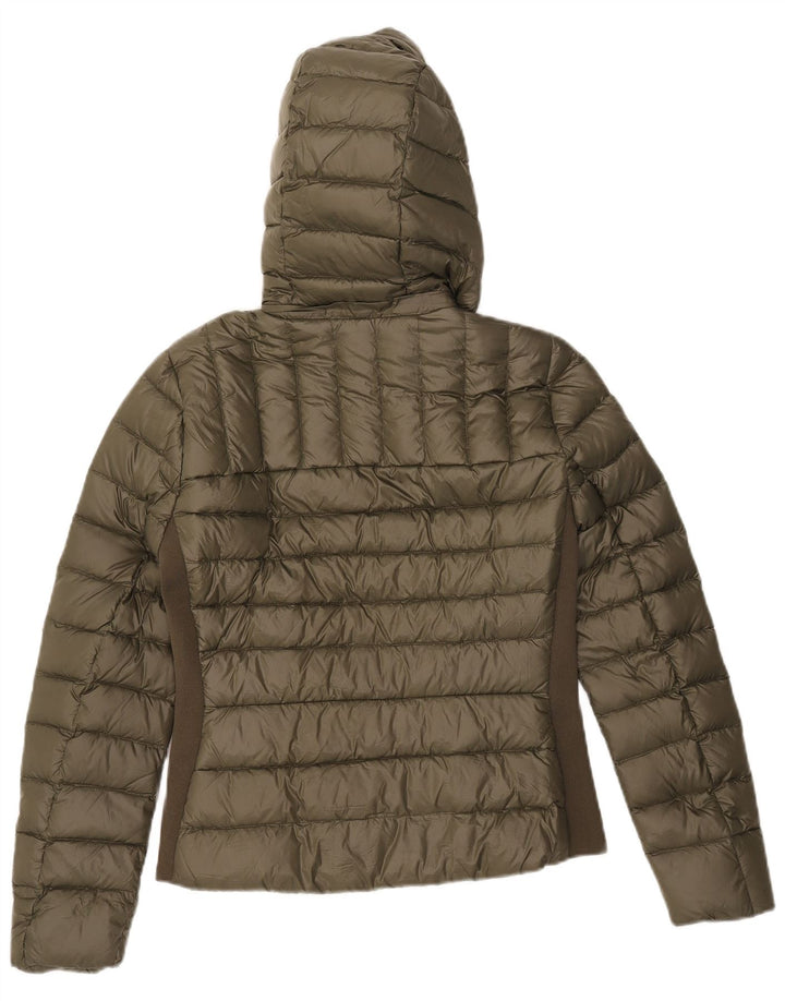 Jachetă căptușită cu glugă pentru femei Zara UK 12 Medium Khaki Colorblock