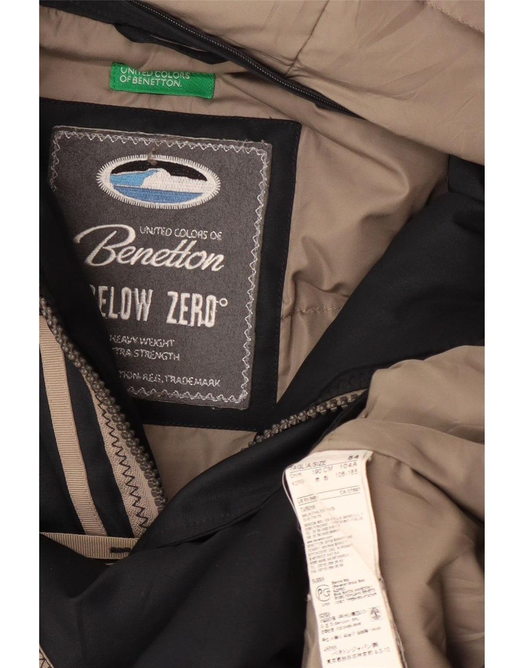 Jachetă căptușită cu glugă pentru bărbați Benetton IT 54 2XL Poliester negru
