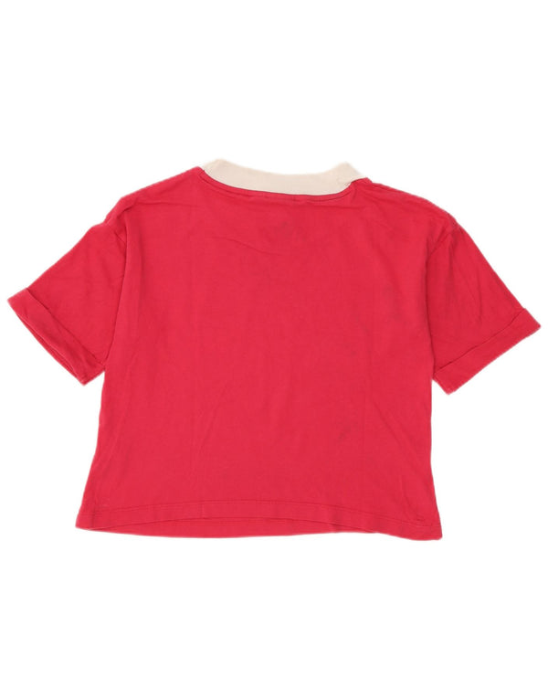 Tricou cu grafic crop Adidas pentru femei Top UK 8 Small Pink Colorblock