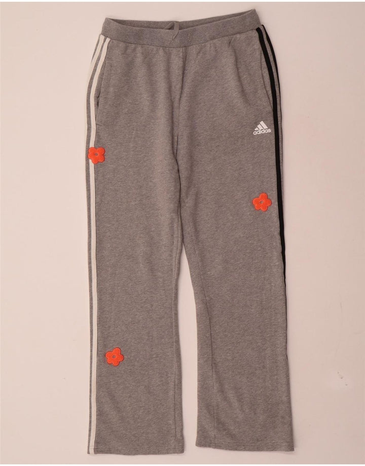 Pantaloni de trening Adidas pentru femei UK 12/14 Medium Gri Floral Bumbac