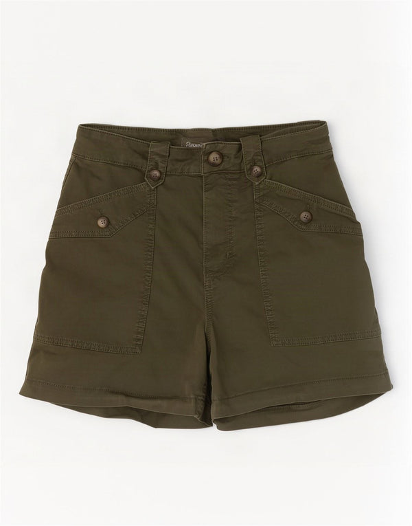 MINT VELVET Pantaloni scurți chino cu talie înaltă pentru femei UK 10 Small W28 Khaki Bumbac