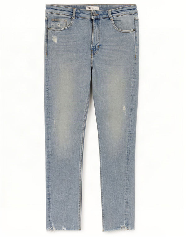 Blugi skinny distressed pentru femei Zara EU 40 Medium W30 L27 Albastru