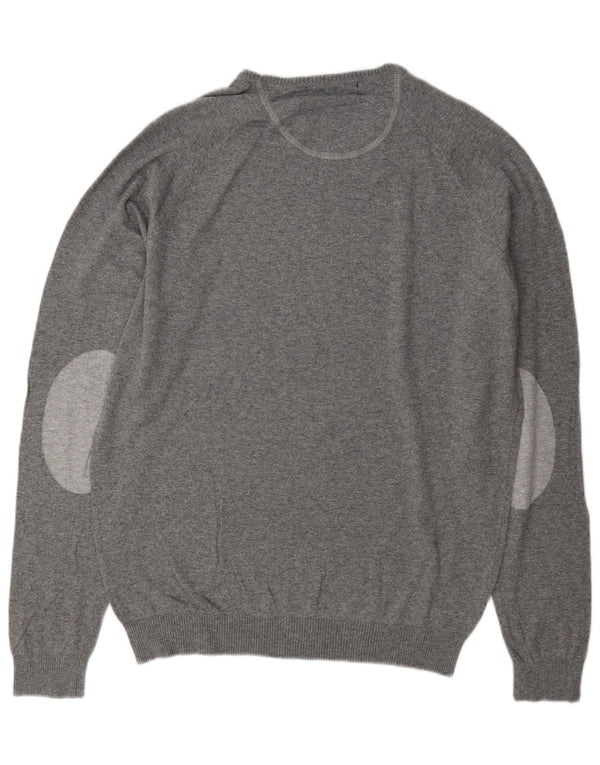 Pulover pentru bărbați Zara, cu gât crew, XL, bumbac gri