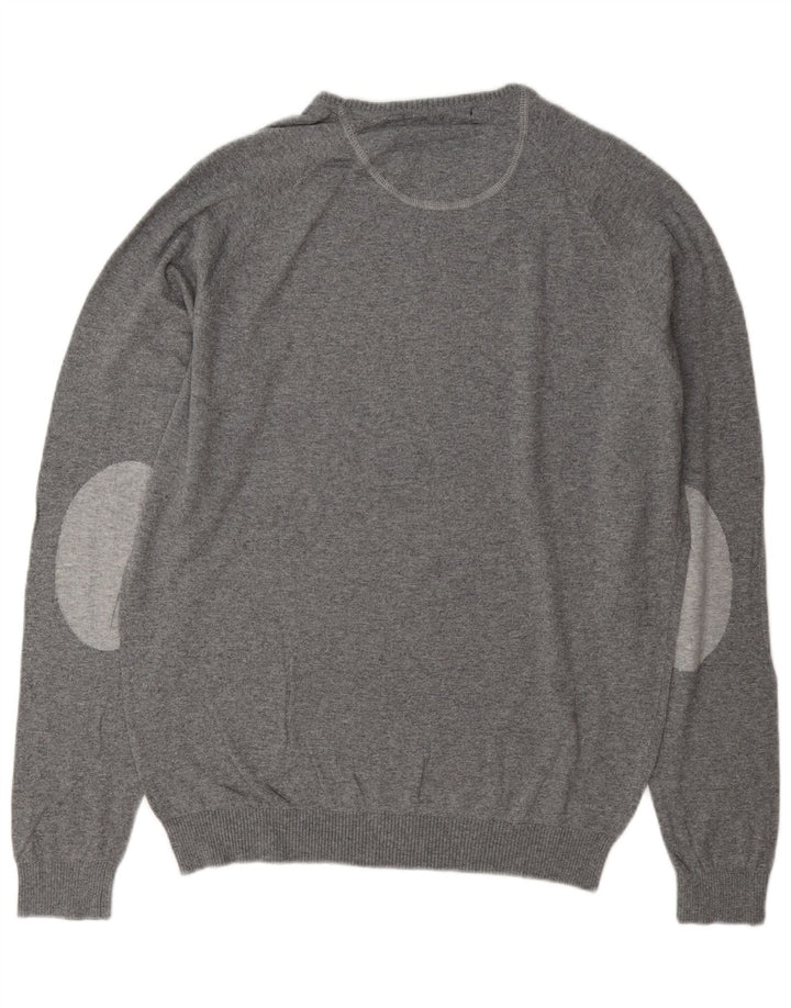Pulover pentru bărbați Zara, cu gât crew, XL, bumbac gri