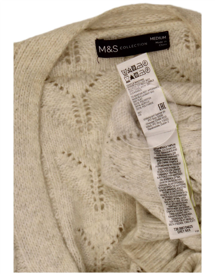 MARKS & SPENCER Pulover cardigan pentru femei UK 14 Poliester alb mediu