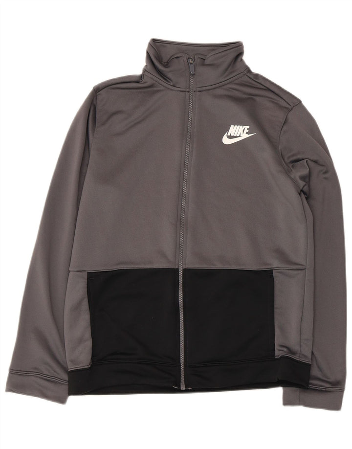 NIKE Boys Tracksuit Top Jacket 13-14 Years XL  Grey Colourblock Polyester