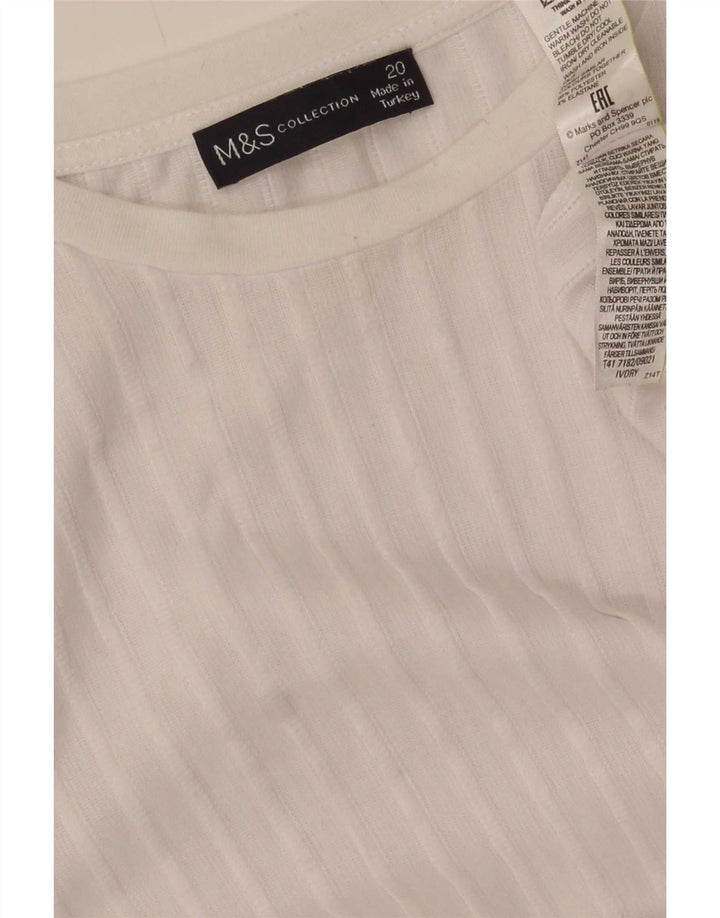 Marks & Spencer Top supradimensionat pentru femei cu mânecă lungă UK 20 2XL Poliester alb