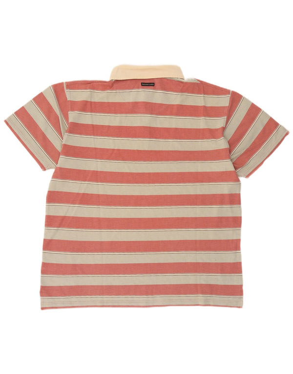 Marlboro Classics Mens Rugby Polo Shirt XL Red Striped Cotton