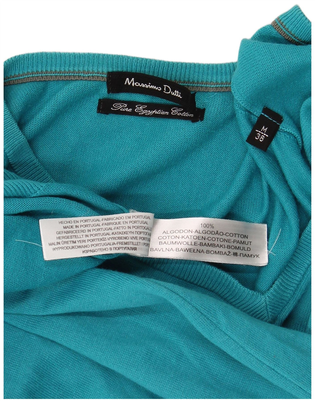 Pulover cu decolteu în V Massimo Dutti pentru femei UK 14 Bumbac albastru mediu