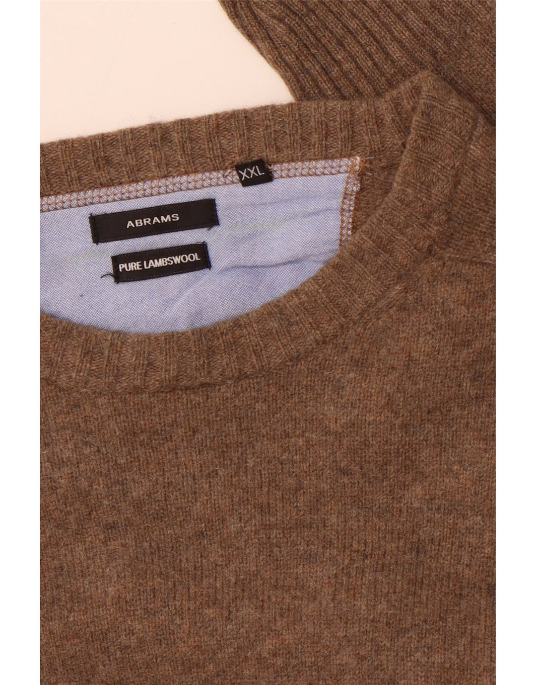 Pulover pentru bărbați ABRAMS cu decolteu rotund, 2XL, lână de miel maro