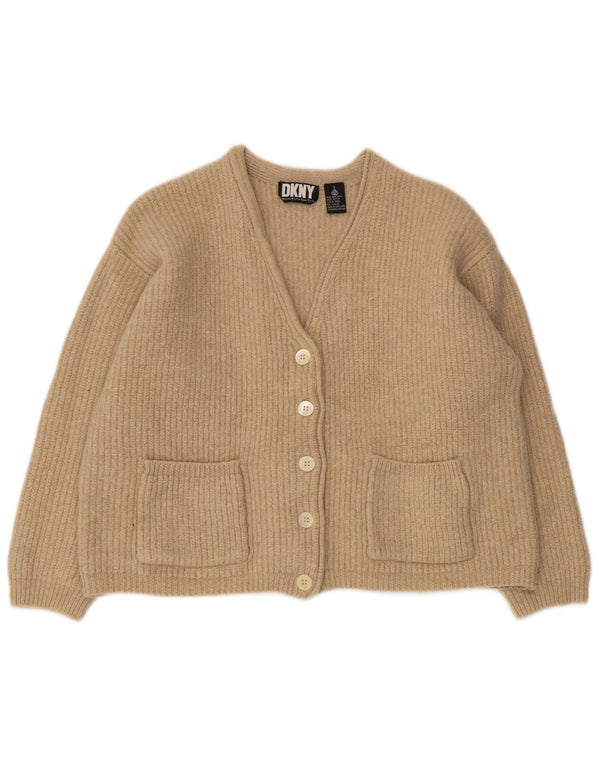 Pulover cardigan supradimensionat pentru femei Dkny UK 10 mic bej lână