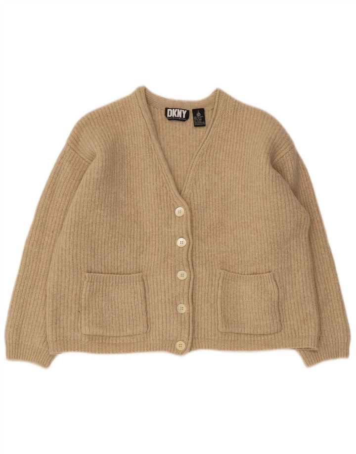 Pulover cardigan supradimensionat pentru femei Dkny UK 10 mic bej lână