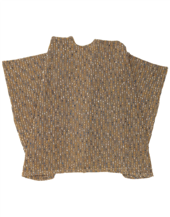 Pulover Vintage Cape Cardigan Femei Marime Unică Maro Dungat