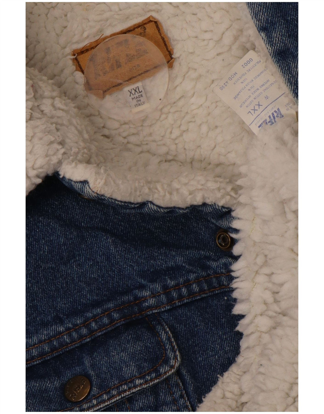 Jachetă pentru bărbați RIFLE Sherpa Denim UK 44 2XL Bumbac albastru