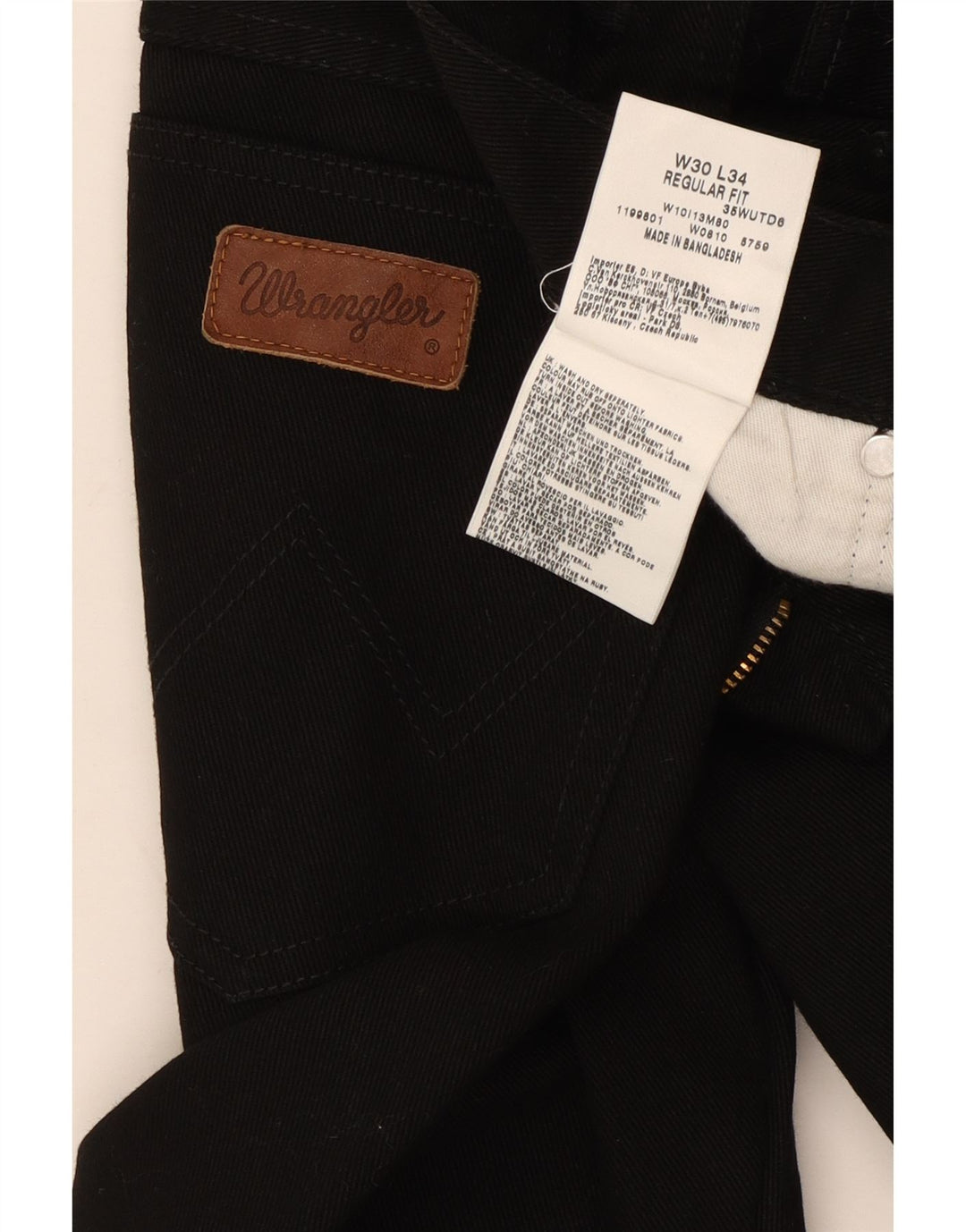Blugi drepti pentru bărbați Wrangler W30 L31 bumbac negru
