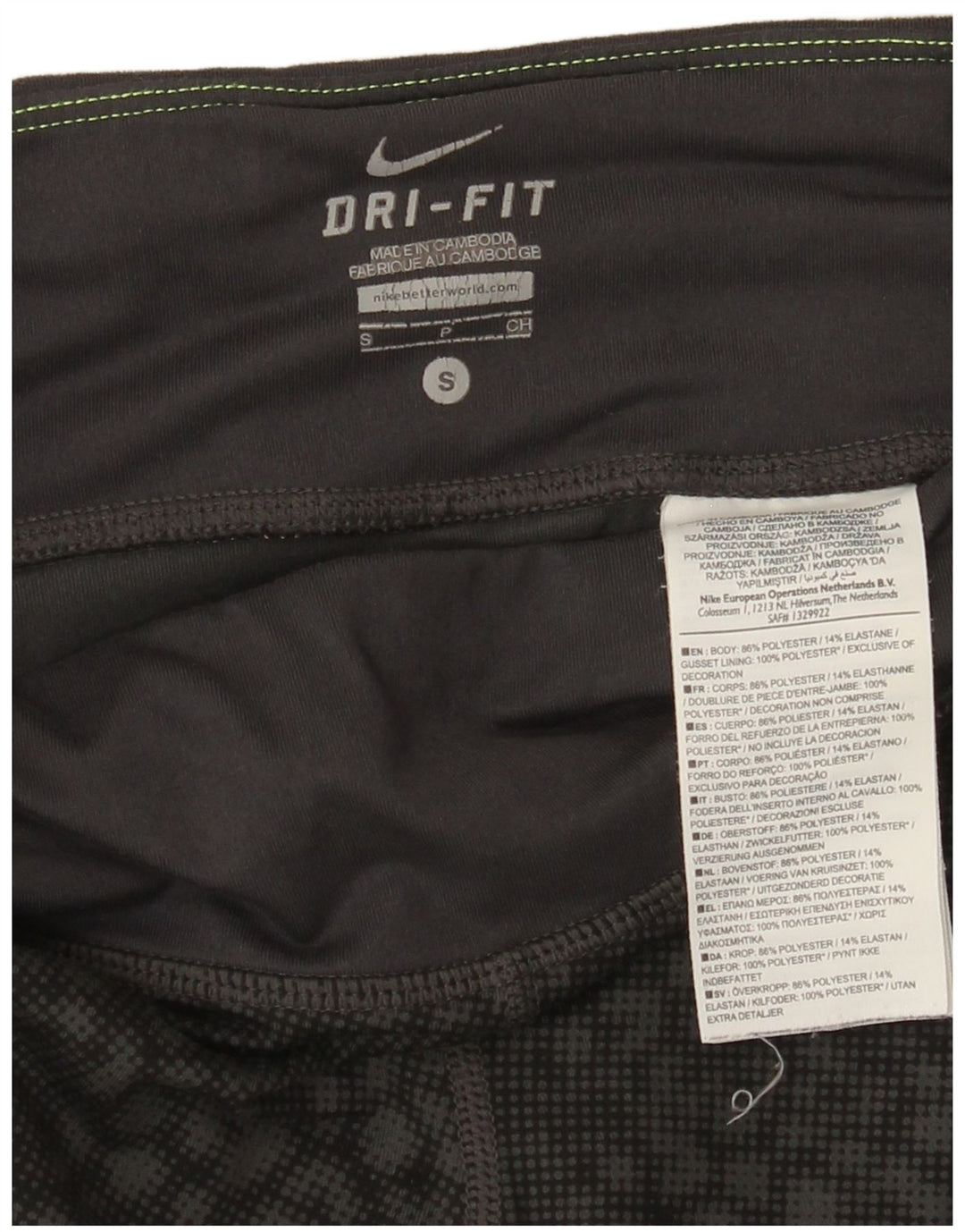 Leggings capri Nike Dri Fit pentru femei UK 8 Small Negru Poliester geometric