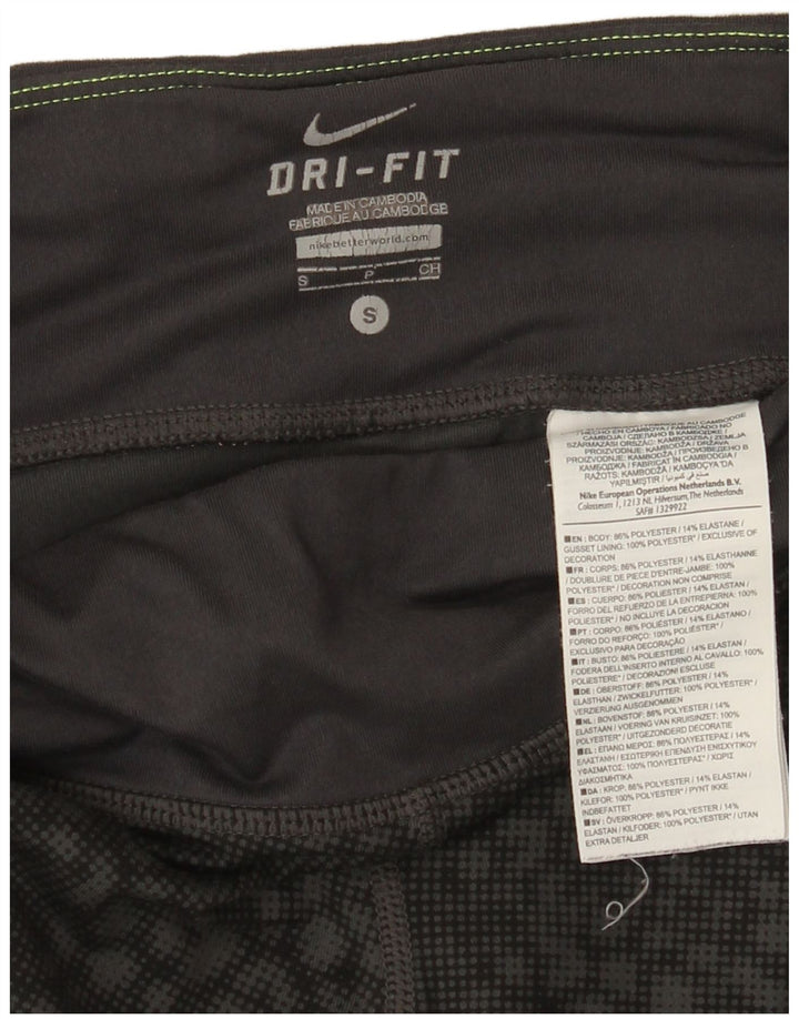 Leggings capri Nike Dri Fit pentru femei UK 8 Small Negru Poliester geometric