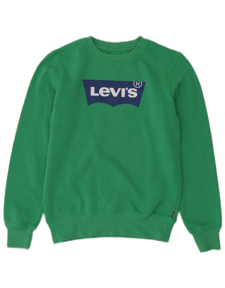 Pulover cu grafic Levi's pentru băieți, 13-14 ani, bumbac verde