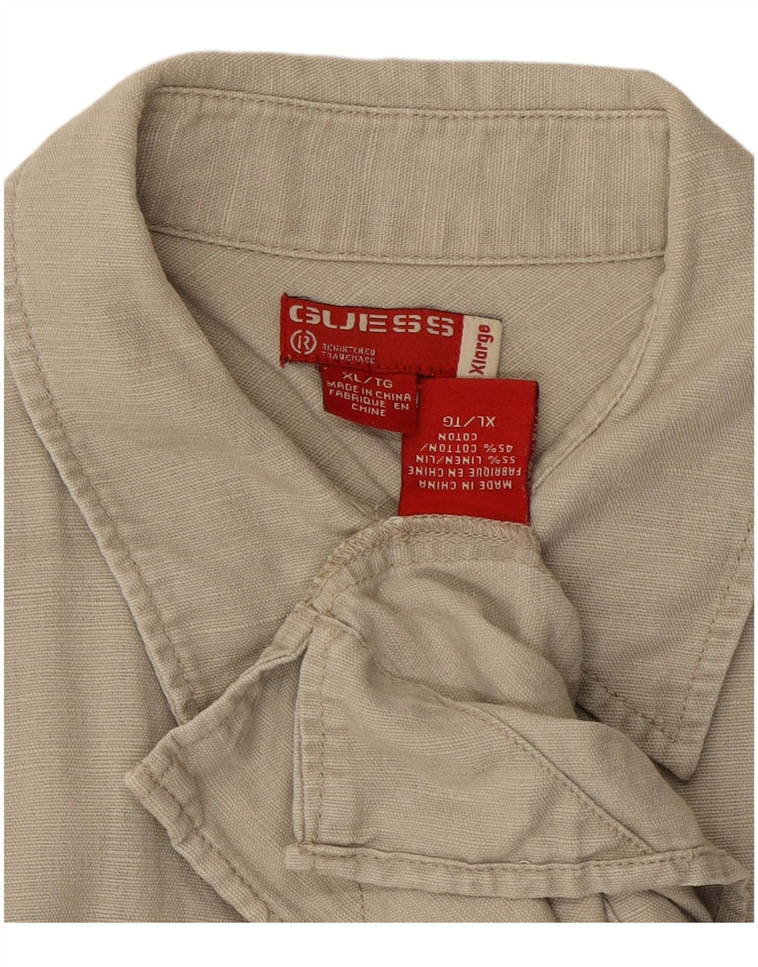 Cămașă cu mânecă scurtă pentru bărbați GUESS, in bej