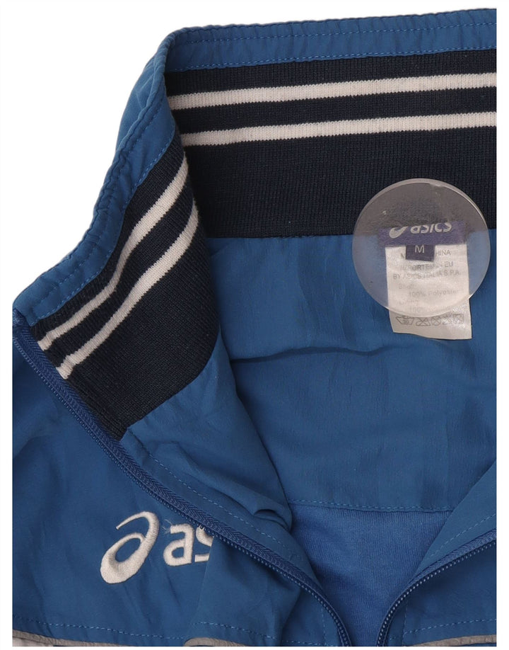 Jachetă de top pentru trening grafic Asics pentru bărbați, albastru mediu, poliester color bloc