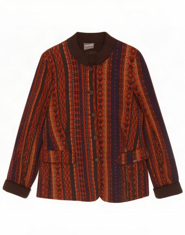 Geiger Womens 5 Button Blazer Jacket UK 14 Medium Multicolor Geometric