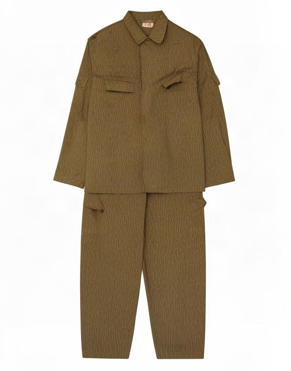Vintage Mens Military 2 Piece Set IT 48 Medium W34 L26 Khaki Striped