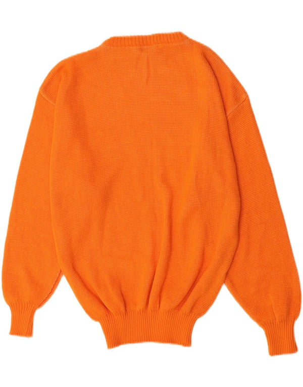 Vintage Womens Graphic Crew Neck Jumper Sweater UK 12 Medium Orange Acrylic