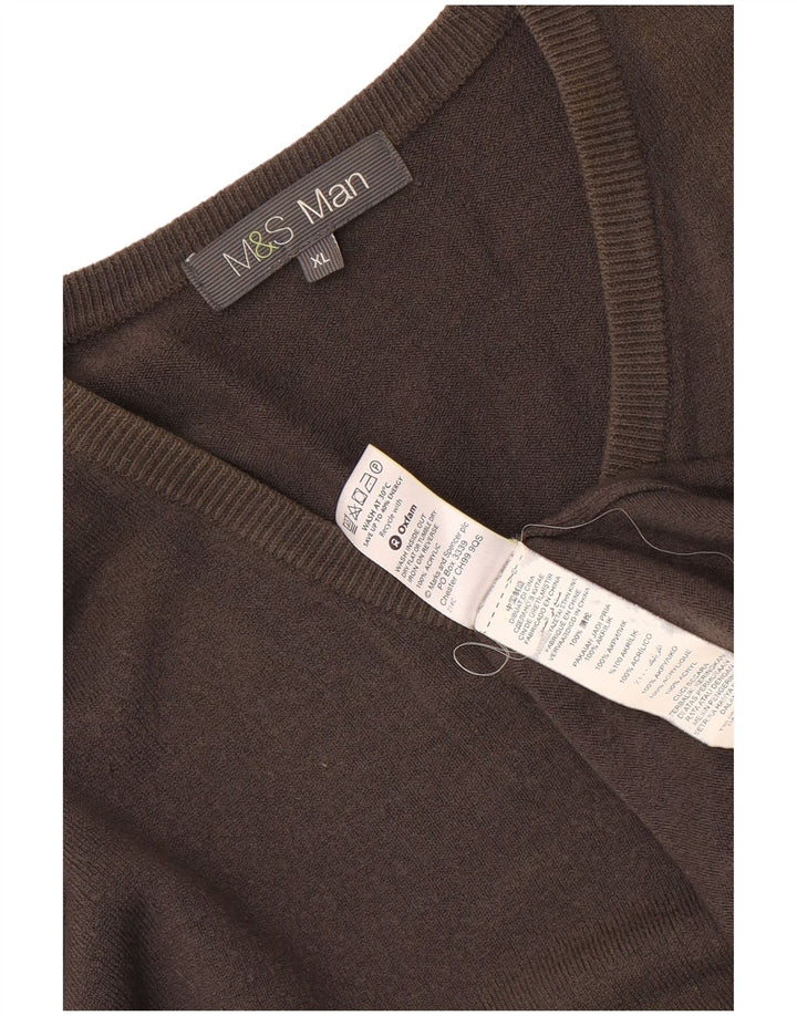 MARKS & SPENCER Pulover cu decolteu în V pentru bărbați, XL, gri acrilic