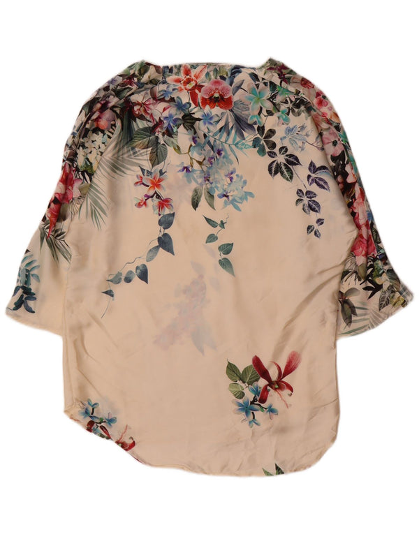 Top cu tunică cu mâneci 3/4 pentru femei Zara UK 10 mic, alb, floral