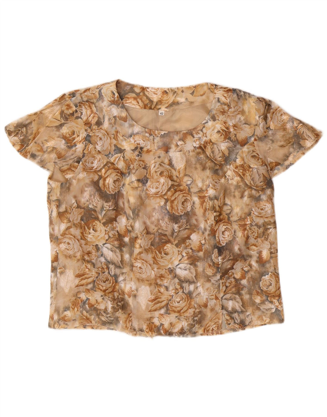 Bluză crop pentru femei VINTAGE Top IT 42 Medium Bej Floral