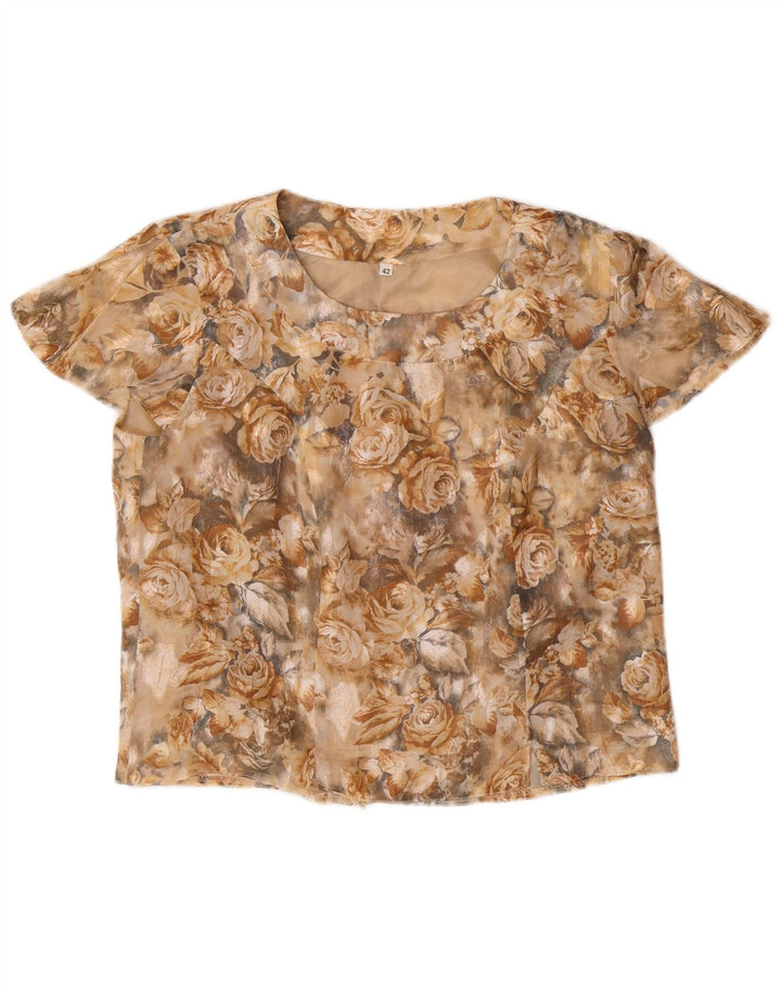 Bluză crop pentru femei VINTAGE Top IT 42 Medium Bej Floral